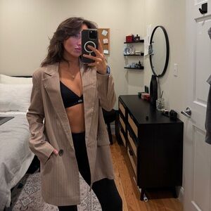 Topshop Chic Tan Striped Blazer